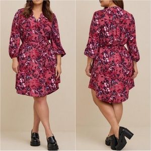 NWT Torrid Mini Studio Crepe de Chine Shirt Dress in Floral Purple Size 0
